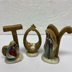 Transpac 3 Piece Joy Nativity Set Figurines Christmas Tabletop